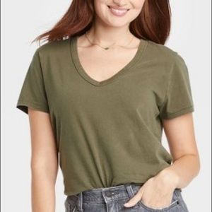 Mossimo Supply Co. Solid Basic V Neck Tee - Green